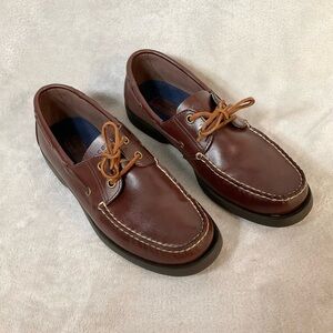 Polo Sport Ralph Lauren Brown Leather Boat Shoes Mens Sz 10D
